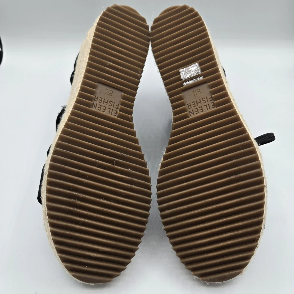 EILEEN FISHER Wanda Tumbled Nubuck Leather Espadrille Wedge Zip Back SAndal